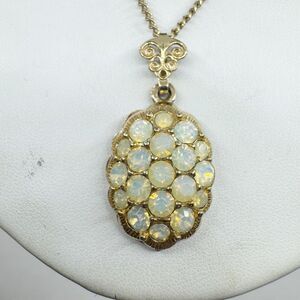 Emmons Vintage Opalescent Rhinestone Pendant Necklace  20”